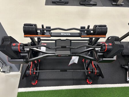 BowFlex SelectTech halterset 2080 + Bowflex Logo BowFlex SelectTech 2080 halterstandaard met tablethouder