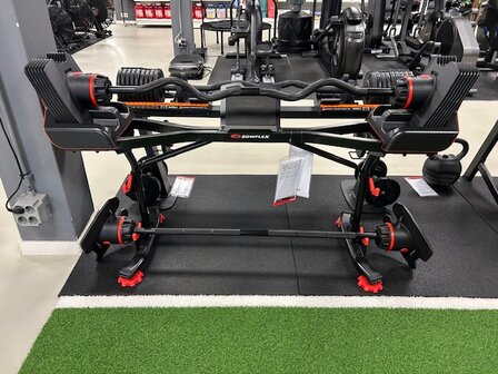 BowFlex SelectTech halterset 2080 + Bowflex Logo BowFlex SelectTech 2080 halterstandaard met tablethouder