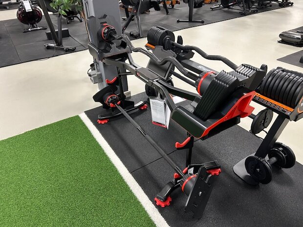 BowFlex SelectTech halterset 2080 + Bowflex Logo BowFlex SelectTech 2080 halterstandaard met tablethouder